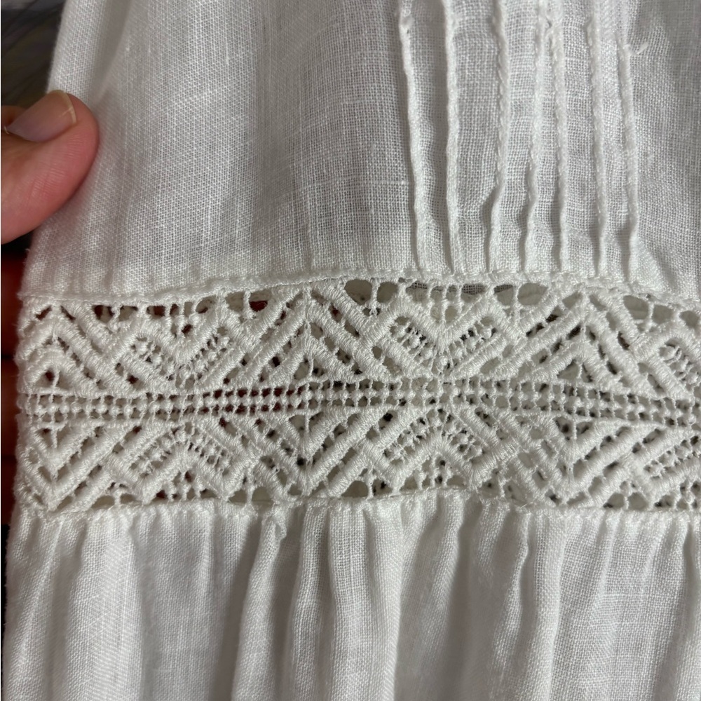 Sleeveless White Maxi Dress with Lace Trim - Picture 6 of 13